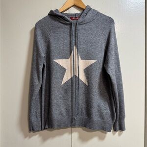 Max Mara Studio Gray Hooded Sweater with Star Design